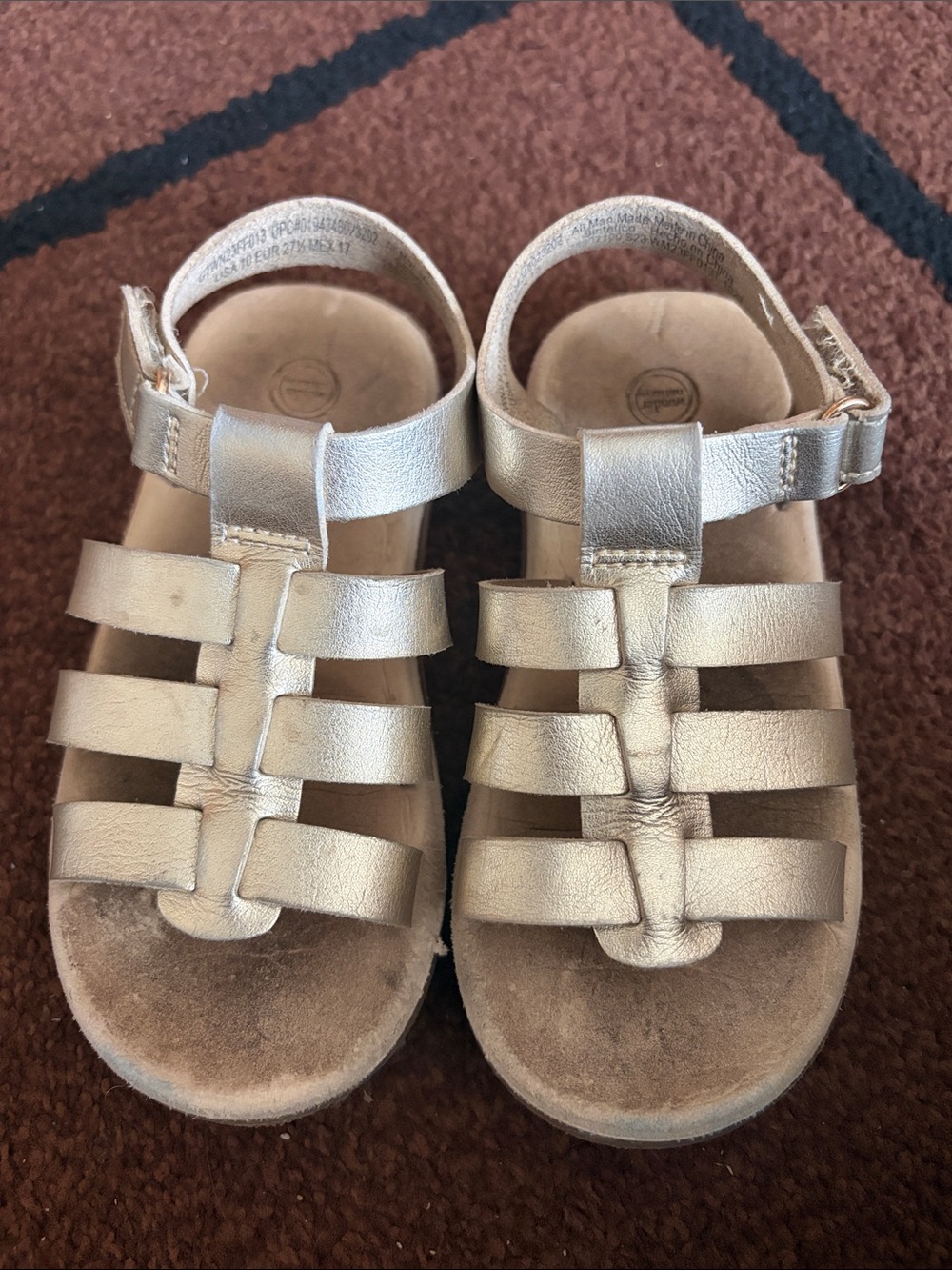 Wonder Nation metallic gladiator sandals, size 10
